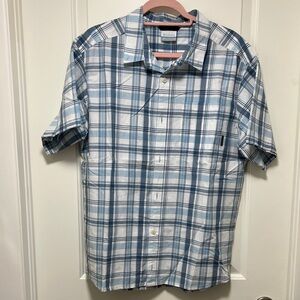 Columbia Men's Blue and White Checkered Shirt
